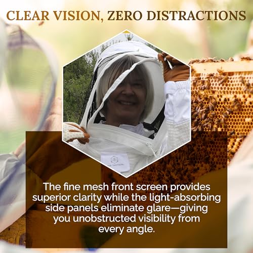 Bee Keeper Hat with Veil, Ventilated Fencing-Style Beekeeping Veil, Bee Protective Gear for Men & Women, Comfortable Mesh for Beekeeping, Beekeeping Supplies - S/M/L - size: S/M/L