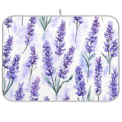 Kcldeci Lavender Flower Dish Drying Mat Kitchen Drying Pad Dish Draining Mat Dish Rack Drainer Pad 16 x 18 - color: Lavender, size: 16x18in