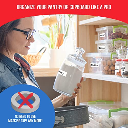 MESS Erasable Kitchen Labels, 96-Pack (1x3 & 1.5") - Reusable Labels for Food Containers - White Dry Erase Stickers for Pantry, Jars, Food Containers, Fridge & Freezer - size: 1x3" & 1.5", style: White