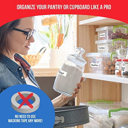MESS Erasable Kitchen Labels, 96-Pack (1x3 & 1.5") - Reusable Labels for Food Containers - White Dry Erase Stickers for Pantry, Jars, Food Containers, Fridge & Freezer - size: 1x3" & 1.5", style: White