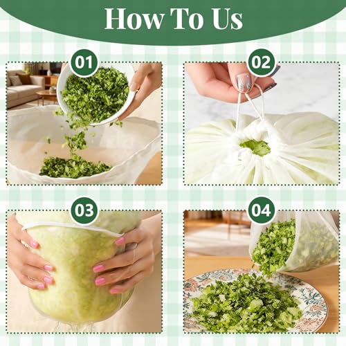 5 PCS Reusable Cheese Cloth Bags for Straining,Fine Mesh Nylon Filter Bags for Nut Milk,Juice,Soy Milk,Dumpling Fillings,and Cheese Making