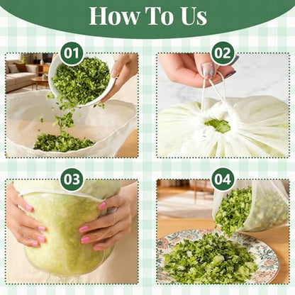 5 PCS Reusable Cheese Cloth Bags for Straining,Fine Mesh Nylon Filter Bags for Nut Milk,Juice,Soy Milk,Dumpling Fillings,and Cheese Making