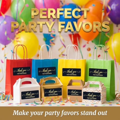 125Pcs Black Gold Foil Thank You for Your Order Labels, Online Shipping Envelopes Packaging Boxes, Party Favors - color: 125pcs- Black Gold Foil Thank You