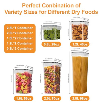9 PCS Airtight Food Storage Containers with Lids, BPA Free Clear Plastic Kitchen and Pantry Organization and Storage Set for Flour, Sugar, Cereal, Pasta, Includes 9 Labels and Marker - size: 9pcs