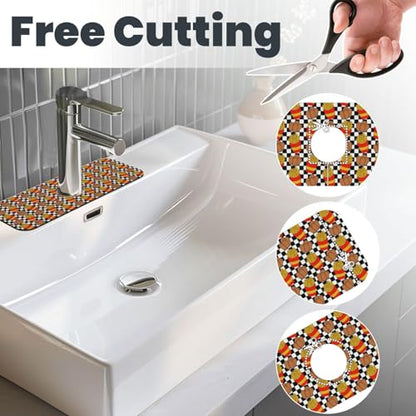 Fries Chicken Nuggets Black White Checkerboard Faucet Mat For Kitchen Sink, Absorbent Countertop Protector, Quick Dry Sink Splash Guard Pad, Waterproof Draining Mat 15" X 5.5" - color: Style 2