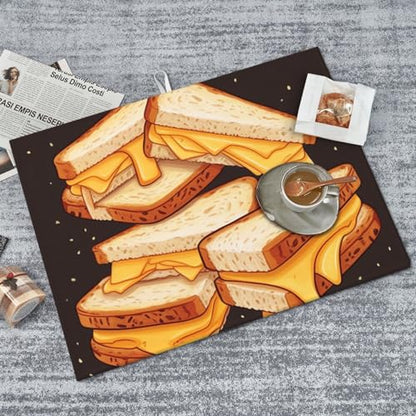 Microfiber Dish Drying Mat for Kitchen Countertop Cheese Sandwiches Dishes Mats Absorbent Dishs Pad with Hook Washable Dish Drainer Mat Large Kitchen Dish Drying Pad 18x24 Inch