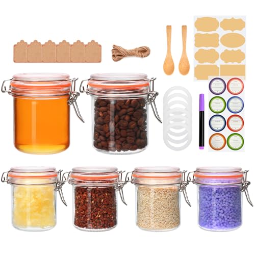 8 oz Glass Jars with Lids, 6 Pack Small Glass Jars with Airtight Lid | Overnight Oats Containers with Lids, Glass Spice Jars with Airtight Lids for Kitchen Canning, Honey, Nuts, Snacks, Jelly - size: 8oz*6-cylinder