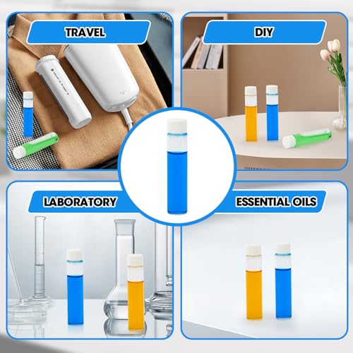 7ml Clear Glass Vials with Screw Caps and Plastic Stoppers, 2 Dram Small Liquid Sample Vial, Leak-Proof Vial, 25PCS(White Cap) - color: CLEAR, size: 7ml