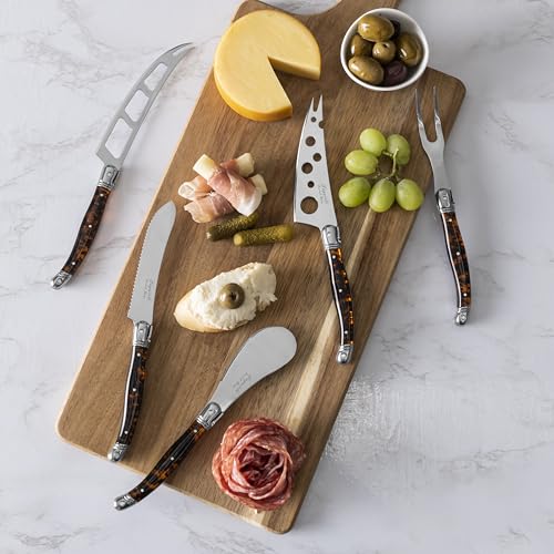 French Home 5-Piece Artisan Laguiole Tortoise Shell Cheese Knife Set - color: Tortoise Shell