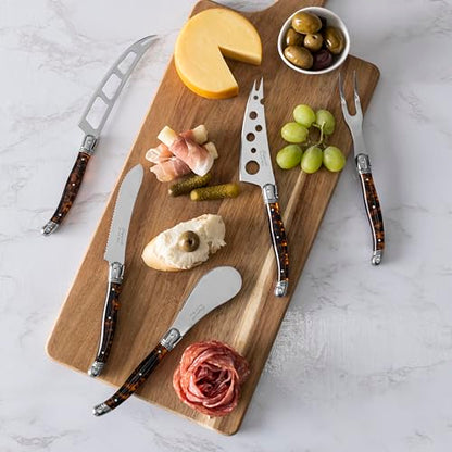 French Home 5-Piece Artisan Laguiole Tortoise Shell Cheese Knife Set - color: Tortoise Shell