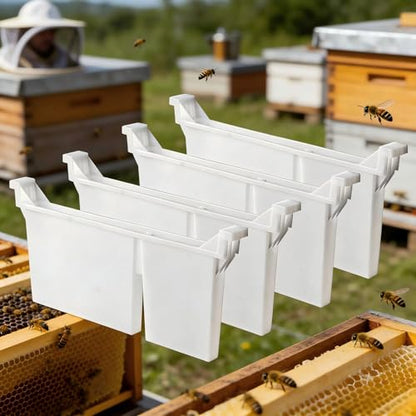 4pcs Langstroth Hive Bee Feeder - Dual Compartment 1.5L Bee Feeder & Water, Anti-Drowning Design for Beekeeping Supplies (White) - color: White