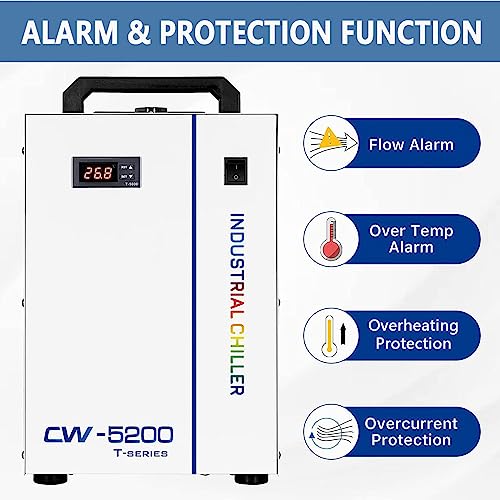 S&A Genuine CW-5200DH（Upgraded 5200DG） Water Chiller Duty Free for CO2 Laser Engraving Cutting Water Cooling Shipping from US - size: CW-5200DH (US Stock)