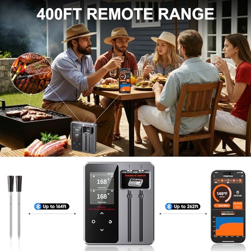 Newise Wireless Bluetooth Meat Thermometer - 2 Probes & Smart App | Digital Food Thermometer for Cooking, Smoker, BBQ, Girll, Gifts for Men Husband Dad - size: 2 Probes