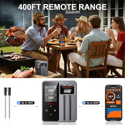 Newise Wireless Bluetooth Meat Thermometer - 2 Probes & Smart App | Digital Food Thermometer for Cooking, Smoker, BBQ, Girll, Gifts for Men Husband Dad - size: 2 Probes