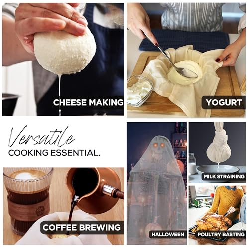Cheese Cloths 100 Grade, 80X45 Inches- 24 Sq Feet Pure Cotton- 2.8 Sq Yard Reusable Fine Mesh Hemmed 2 Edges Muslin Cloth, Cheesecloth For Straining Cooking, Baking, Cheese Making, Sprouting, Steaming
