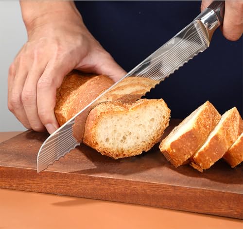 Bread Knife, 8 inch Serrated Knife, German Stainless Steel Bread Knife for Homemade Bread, Razor Sharp Edge for Efficient Slicing Sourdough Bread, Bagels, Cake