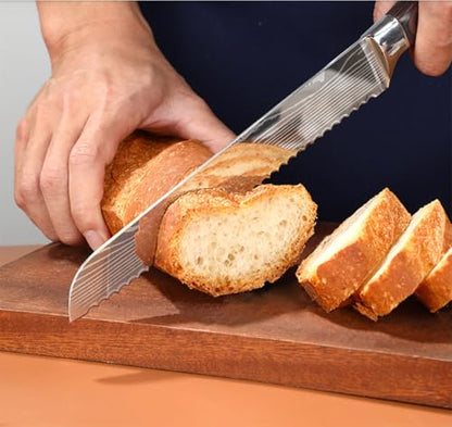 Bread Knife, 8 inch Serrated Knife, German Stainless Steel Bread Knife for Homemade Bread, Razor Sharp Edge for Efficient Slicing Sourdough Bread, Bagels, Cake
