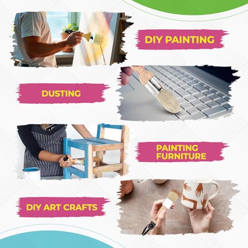 Chalk Paint Brushes for Furniture 5-Piece Set, Natural Bristle Round & Oval - 3 Small & 2 Large Wax Brushes (2-2.5"), Compatible with All Chalk Paints, Annie Sloan, Painting, Stenciling, Waxing.