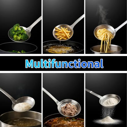TBWHL Multi-functional Hot Pot Fat Skimmer Spoon - Stainless Steel Fine Mesh Food Strainer for Skimming Grease and Foam DIA 3.7" - size: Dia 3.7"