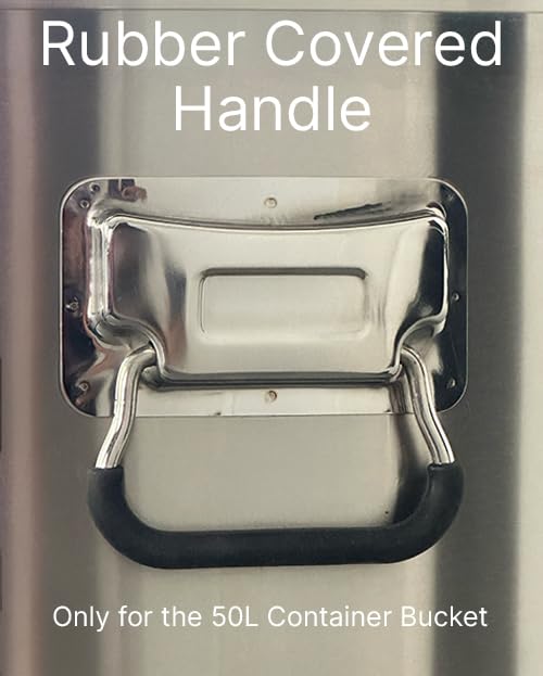 Food Safe 304 Stainless Steel 13 Gallon (50L) Container Bucket with Clamps and Air-Tight Lid with Silicone Gasket - size: 50L