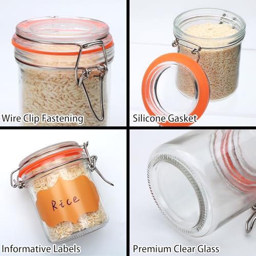 8 oz Glass Jars with Lids, 6 Pack Small Glass Jars with Airtight Lid | Overnight Oats Containers with Lids, Glass Spice Jars with Airtight Lids for Kitchen Canning, Honey, Nuts, Snacks, Jelly - size: 8oz*6-cylinder
