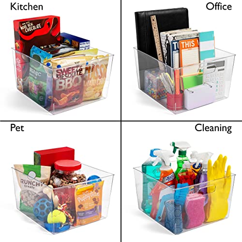 ClearSpace Clear Plastic Storage Bins – XL 4 Pack Perfect for Kitchen,Fridge, Pantry Organization, Cabinet Organizers - size: 4 Pack