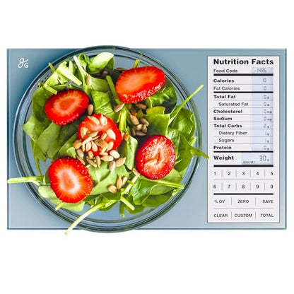 Greater Goods Digital Nutrition Scale – Accurate Macro and Calorie Tracking for Meal Prep, Weight Loss, and Healthy Eating | 2,000 Built-in Foods, Intuitive Nutrition Label Display, 11lb Cap, Blue - color: Stone Blue