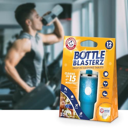 Arm & Hammer Bottle Blasterz - Drop-In Cleaning Tablets - Perfect for Water Bottles, Tumblers, and Coolers - All-Natural Ingredients, Eliminates Odors, Fast-Acting, Individually Packed (12 Count)