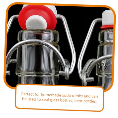 Healeved 2pcs Red Toggle Top Bottle Caps for Glass Beer Bottles Stainless Steel Flip Caps with Red Silicone Seal for Homebrewing and Craft Beer Bottling