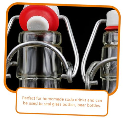 Healeved 2pcs Red Toggle Top Bottle Caps for Glass Beer Bottles Stainless Steel Flip Caps with Red Silicone Seal for Homebrewing and Craft Beer Bottling