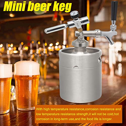 Mini Stainless Steel Beer Keg,Portable Home Dispenser System to Keep Fresh for Home Kitchen Brewing Beer,Keeps Carbonation for Craft Beer Draft and Homebrew,5L - size: 5L