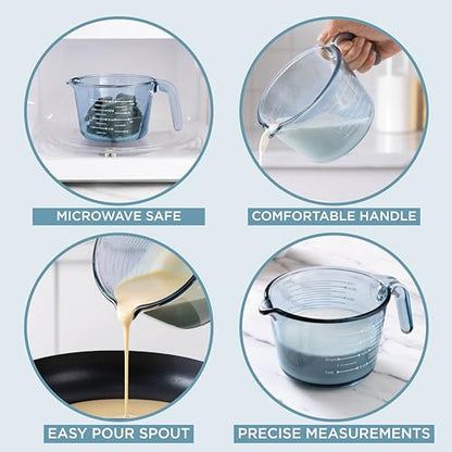 COOK WITH COLOR Glass Measuring Cups - Ideal for Cooking and Baking, Blue - color: Blue