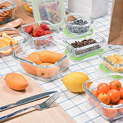 S SALIENT Airtight Meal Prep Containers for Food Storage [24 Piece] Leak Proof, Glass Bento Boxes for Lunch (12 lids & 12 Containers) - color: Green