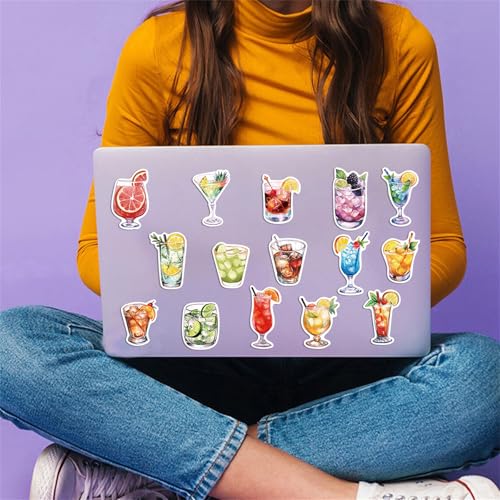 50 Packs Cocktails Stickers Water Bottles Laptop Phone Computer Guitar Skateboard Hydroflasks Wine Vinyl Sticker Waterproof Aesthetic Trendy Decals for Kids Teens Girls Adults(Colourful-7) - color: Colourful-7