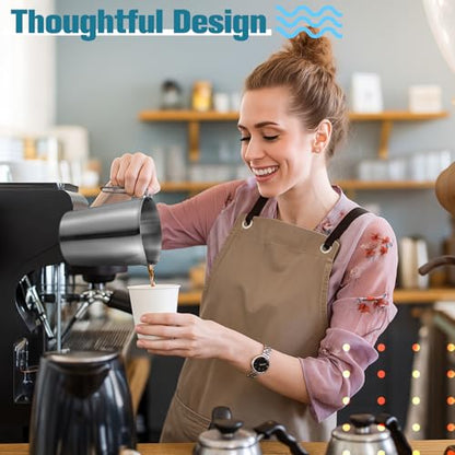 2 Pcs 1 L/32 oz Large Stainless Steel Pitcher with Lid, Metal Measuring Cup, Large Mouth Graduated Beakers with Handle, Milk Frothing Jug for Espresso Machine, Latte Art, Hot/cold Water - size: 1 L/32 oz