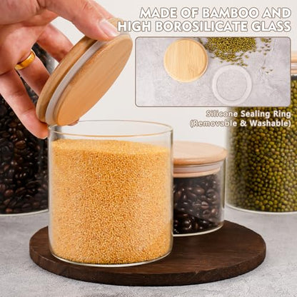 2PCS Small Glass Storage Jars with Airtight Lids,18 fl oz (550ml) Cute Clear Storage container with bamboo Lid,Glass Pantry Canister for Beans, Rice,Sugar,Cookie Coffee (N-Clear-2PCS-18FL OZ/550ML) - color: N-Clear-2PCS-18FL OZ/550ML