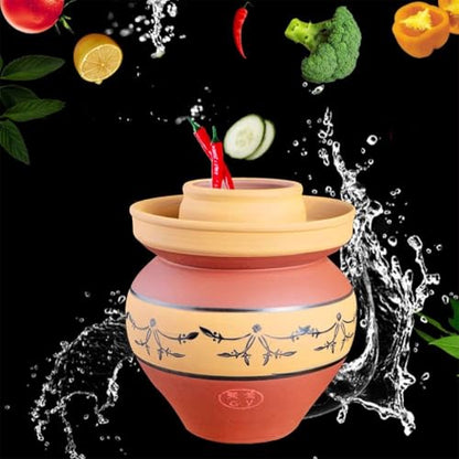 Old-Style Unglazed Fermentation Tank, Water-Sealed Kimchi Jar, High-Temperature Fired Kaolin, Double-lid Design(4.5kg/158.7oz) - size: 4.5kg/158.7oz