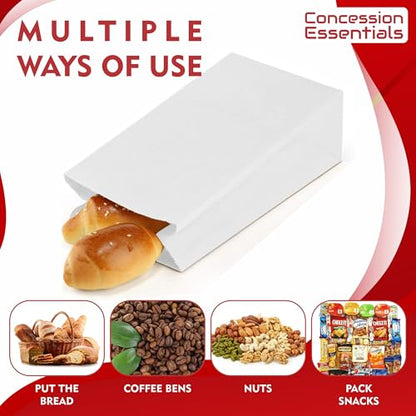 Concession Essentials 4lb White Paper Bags - Pack of 150ct. White Paper Lunch Bags. Great for Holiday Cookie Bags and Arts and Crafts., (CEwhite4lbPaperBag-150CT) - size: Pack of 150 Count