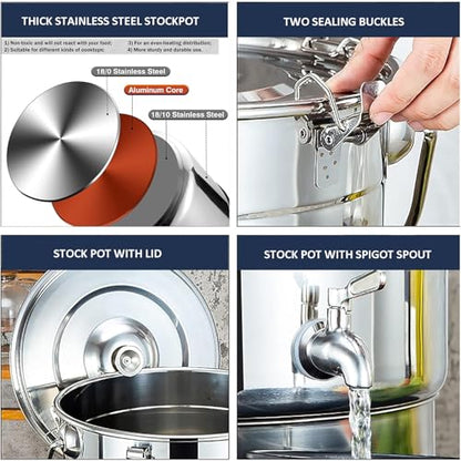 Stainless Steel Home Brew Kettle with Spigot & Lid, Thick Stock Pot for Brewing - Ideal for Home & Outdoor Beer Making Supplies - size: 10L/9.4QT