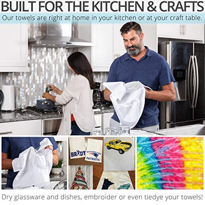 Aunti Em's Kitchen Flour Sack Dish Towels - Natural Cotton for Embroidery and Drying Glass, Hand, Dinnerware - Plain, Thick, Zero-Lint, Highly Absorbent - Set of 12, 27 x 27 Inch, Steel Grey - color: Steel Grey