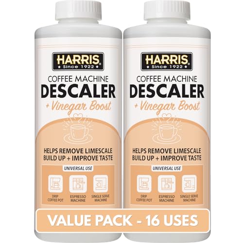 HARRIS Coffee Machine Descaler Descaling Solution, 32 fl oz (2 Pack, 8 Uses Each), Compatible with Keurig, Nespresso, Breville, DeLonghi, Jura & Ninja Coffee and Espresso Makers - size: 32 Fl Oz (Pack of 2)