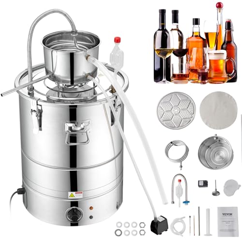 VEVOR Electric Alcohol Still 13Gal/50L,230V/60Hz, Alcohol Distiller, Distillery Kit for Alcohol include Pump & One-way Exhaust Valve & Thermometer - size: 13 Gal/50L