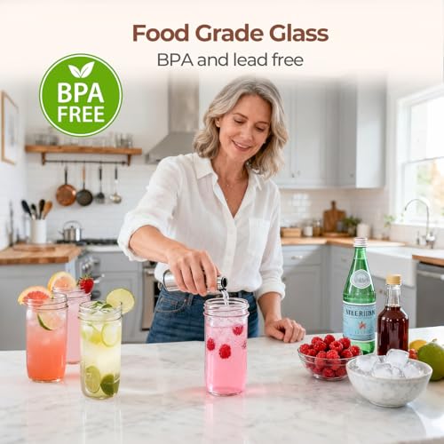 ComSaf 24 oz Wide Mouth Mason Jars 6 Pack, Tall Glass Jars with Lids | BPA-Free Materials, Canning Pickling Jam, Sauce Juice, Chunky Salsa, Sourdough Starter, Large Capacity, DIY Favor - size: 24oz wide mouth 6PCS