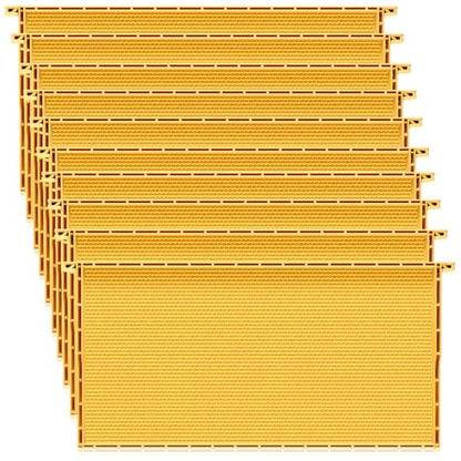 DoubleFill 10 Pack Plastic Beehive Frames and Wax Foundations All in One Bee Hive Frames with Beeswax Coated Foundations Bee Frames Beekeeping Frames for Deep Brood Bee Hives 9 1/8 Inches(Yellow) - color: Yellow