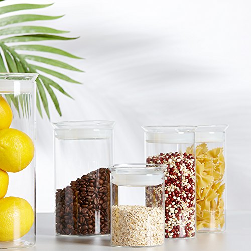 ZENS Glass Canisters Jar with Lid, Airtight Sealed 15 Fluid Ounce Spice Jars Sets of 2, Clear Small Kitchen Storage Containers for Herbs,Tea 4.76 x 3.15 IN - size: 3-15oz 2Pack