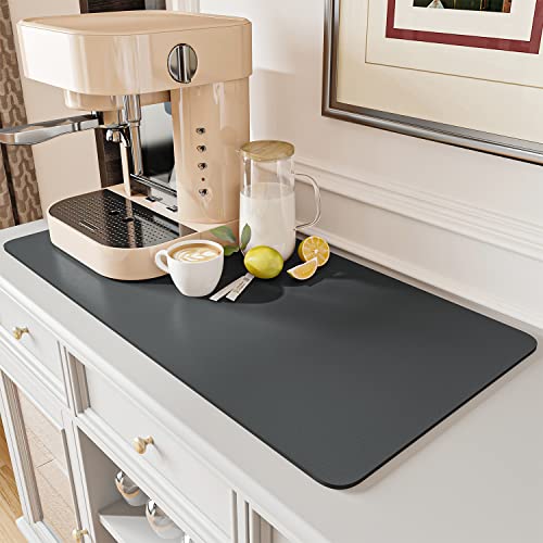AMOAMI-Coffee Mat Hide Stain Rubber Backed Absorbent Dish Drying Mat for Kitchen Counter-Fit Under Coffee Bar Accessories Maker Machine Pot Espresso Machine Dish Rack - size: 17"x31.5"