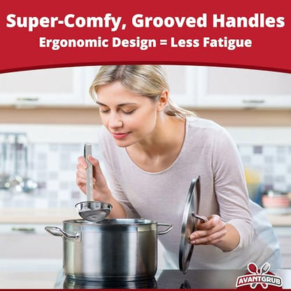 Super Sturdy, Ergonomic 1 Oz. Soup Ladle 1 Pk. Stainless Steel Ladles with Long Handles. Best Kitchen Accessories for Stirring, Portioning and Serving Soups, Chili and Stew in Restaurants and at Home - size: 1-oz