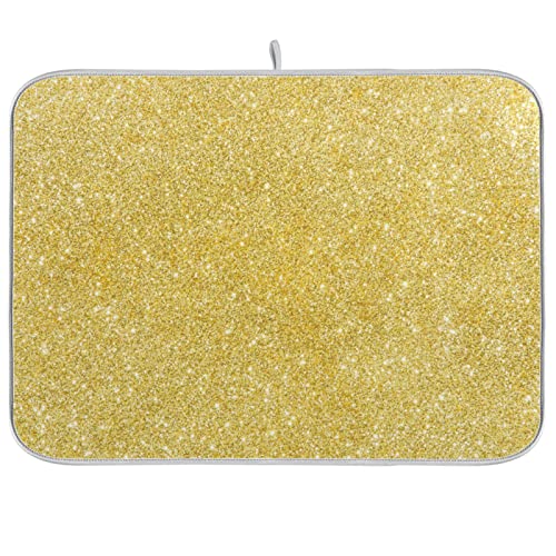 Kcldeci Gold Glitter Dish Drying Mat Kitchen Drying Pad Dish Draining Mat Dish Rack Drainer Pad 18 x 24 - color: A07, size: 18x24in