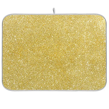 Kcldeci Gold Glitter Dish Drying Mat Kitchen Drying Pad Dish Draining Mat Dish Rack Drainer Pad 18 x 24 - color: A07, size: 18x24in