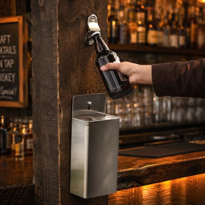 New Star Foodservice 13 Inch Stainless Steel Bottle Cap Catcher, 18/8 Wall Mount Beer Cap Holder for Bars, Restaurants, Breweries, and Home Bars